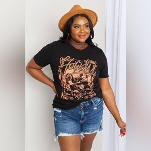 mineB Full Size Graphic Round Neck Tee